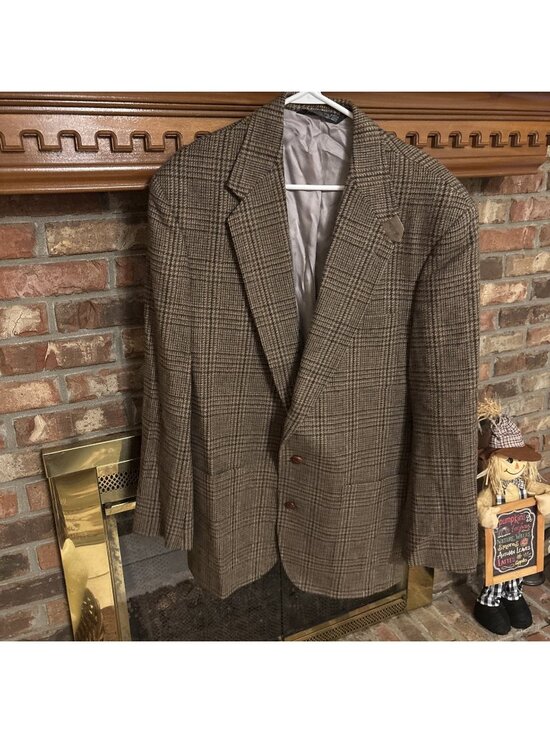 Lands' End Other - Vtg Lands End Brown Tweed Sports Coat Size 44 L Elbow Patches Wool